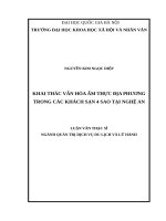 KHAI THÁC VĂN HÓA ẨM THỰC ĐỊA PHƯƠNG TRONG CÁC KHÁCH SẠN 4 SAO TẠI NGHỆ AN