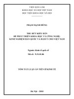 Thu hút kiều dân để phát triển khoa học và công nghệ kinh nghiệm hàn quốc và hàm ý cho việt nam tt 
