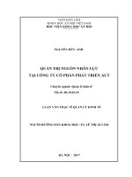 LUAN VAN QUẢN TRỊ NGUỒN NHÂN LỰC  TẠI CÔNG TY CỔ PHẦN PHÁT TRIỂN ACT