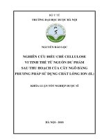 Nghiên cứu điều chế cellulose vi tinh thể từ nguồn dư phẩm sau thu hoạch của cây ngô bằng phương pháp sử dụng chất lỏng ion (IL) 