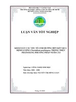 KHẢO SÁT CÁC YẾU TỐ ẢNH HƯỞNG ĐẾN KẾT QUẢ ĐỊNH LƯỢNG Clostridium perfringens TRONG THỰC PHẨM BẰNG PHƯƠNG PHÁP NUÔI CẤY
