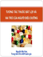 TƯƠNG TÁC THUỐC BẤT LỢI VÀ VAI TRÒ CỦA NGƯỜI ĐIỀU DƯỠNG