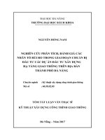 Nghiên cứu phân tích, đánh giá các nhân tố rủi ro trong giai đoạn chuẩn bị đầu tư các dự án đầu tư xây dựng hạ tầng giao thông trên địa bàn thành phố đà nẵng