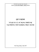QUY ĐỊNH VỀ QUẢN LÝ, SỬ DỤNG THIẾT BỊ TẠI PHÒNG THÍ NGHIỆM, THỰC HÀNH