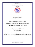 Pháp luật về cạnh tranh không lành mạnh trong lĩnh vực dịch vụ du lịch ở việt nam (tt) 