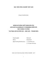 ĐÁNH GIÁ NĂNG SUẤT SINH SẢN CỦA LỢN NÁI F1(LANDRACE X YORSHIRE) PHỐI VỚI ĐỰC DUROC VÀ PIDU TẠI TRẠI LỢN XÃ PHÚ LỘC – HẬU LỘC – THANH HÓA