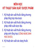 Bài 1  kỹ THUẬT CHIẾT XUẤT dược LIỆU