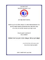 Pháp luật về công nhận và cho thi hành bản án, quyết định trong kinh doanh, thương mại của tòa án nước ngoài tại việt nam (tt) 