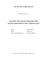 GIẢI QUYẾT VIỆC làm CHO THANH NIÊN TRÊN địa bàn THÀNH PHỐ bắc GIANG, TỈNH bắc GIANG 