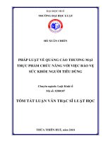 Pháp luật về quảng cáo thương mại thực phẩm chức năng với việc bảo vệ sức khỏe người tiêu dùng (tt) 