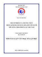Trách nhiệm của thương nhân trong kinh doanh hàng hóa đối với người tiêu dùng theo pháp luật việt nam (tt) 