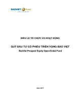 ĐIỀU LỆ TỔ CHỨC VÀ HOẠT ĐỘNG QUỸ ĐẦU TƯ CỔ PHIẾU TRIỂN VỌNG BẢO VIỆT BaoViet Prospect Equity Open-Ended Fund