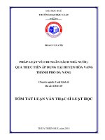 Pháp luật về chi ngân sách nhà nước, qua thực tiễn tại huyện hòa vang, thành phố đà nẵng  (tt) 