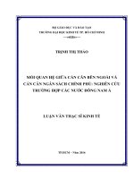 Mối quan hệ giữa cán cân bên ngoài và cán cân ngân sách chính phủ  nghiên cứu trường hợp các nước đông nam á 