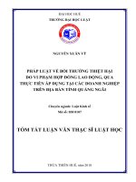 Pháp luật về bồi thường thiệt hại do vi phạm hợp đồng lao động, qua thực tiễn áp dụng tại các doanh nghiệp trên địa bàn tỉnh quảng ngãi (tt) 