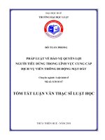 Pháp luật về bảo vệ quyền lợi người tiêu dùng trong lĩnh vực cung cấp dịch vụ viễn thông di động mặt đất (tt) 