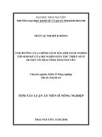 Ảnh hưởng của chính sách xóa đói giảm nghèo tới sinh kế của hộ nghèo dân tộc thiểu số ở huyện võ nhai, tỉnh thái nguyên (tt) 