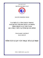Vai trò của công đoàn trong việc giải quyết tranh chấp lao động theo pháp luật việt nam, qua thực tiễn tại tỉnh quảng bình (tt) 