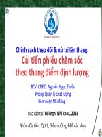 Chính sách theo dõi & xử trí lên thang: Cải tiến phiếu chăm sóc theo thang điểm định lượng