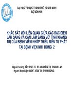 KHẢO SÁT MỐI LIÊN QUAN GIỮA CÁC ĐẶC ĐIỂM LÂM SÀNG VÀ CẬN LÂM SÀNG VỚI TÍNH KHÁNG TRỊ CỦA BỆNH VIÊM KHỚP THIẾU NIÊN TỰ PHÁT TẠI BỆNH VIỆN NHI ĐỒNG 2