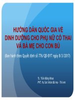 HƯỚNG DẪN QUỐC GIA VỀ DINH DƯỠNG CHO PHỤ NỮ CÓ THAI VÀ BÀ MẸ CHO CON BÚ
