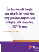 Ứng dụng công nghệ thông tin trong phát triển dịch vụ ngân hàng, trong quản lý hoạt động kinh doanh trường hợp cụ thể tại ngân hàng TMCP Tiên phong