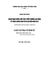 Luận văn thạc sỹ: Hoạch định chiến lược phát triển trường Cao đẳng Kỹ thuật Khách sạn và Du lịch đến năm 2015