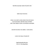 Luận văn thạc sỹ: Nâng cao chất lượng phân tích tín dụng tại ngân hàng thương mại cổ phần Việt Nam thịnh vượng chi nhánh Nam Định