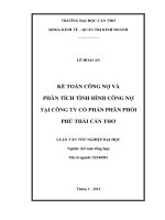“Kế toán công nợ và phân tích  tình hình công nợ tại Công ty Cổ phần phân phối Phú Thái Cần  hơ