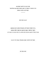 KHẢO SÁT LỖI SỬ DỤNG TỪ HÁN VIỆT CỦA SINH VIÊN TRUNG QUỐC HỌC TIẾNG VIỆT (CỨ LIỆU CÁC BÀI VIẾT CỦA SINH VIÊN TRUNG QUỐC Ở VIỆT NAM)
