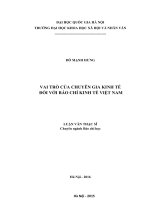 VAI TRÒ CỦA CHUYÊN GIA KINH TẾ  ĐỐI VỚI BÁO CHÍ KINH TẾ VIỆT NAM