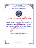 Nghiên cứu tác động của biến đổi khí hậu đến sản xuất nông nghiệp trên địa bàn phường thủy dương, thị xã hương thủy, tỉnh thừa thiên huế 