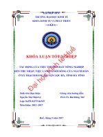 Tác động của việc thu hồi đất nông nghiệp đến thu nhập, việc làm và đời sống của người dân ở xã thạch bằng, huyện lộc hà, tỉnh hà tĩnh 