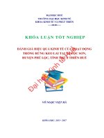 Đánh giá hiệu quả kinh tế của hoạt động trồng rừng keo lai tại xã lộc sơn, huyện phú lộc, tỉnh thừa thiên huế 