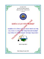 Nghiên cứu công tác kế toán thuế giá trị gia tăng và thuế thu nhập doanh nghiệp tại công ty TNHH TMDV tin học nhật huy 