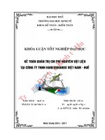 Kế toán quản trị chi phí nguyên vật liệu tại công ty TNHH hanesbrands việt nam   huế  