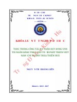 Thực trạng công tác kế toán huy động vốn tại ngân hàng TMCP đầu tư và phát triển việt nam – chi nhánh thừa thiên huế  
