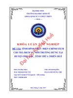 Tình hình thực hiện chính sách chi trả dịch vụ môi trường rừng tại huyện phú lộc, tỉnh thừa thiên huế 