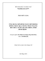 Ứng dụng mô hình toán mô phỏng dòng chảy qua máng tràn ngang hồ chứa nước quang hiển, tỉnh bình định