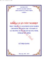 Thực trạng và giải pháp giảm nghèo cho đồng bào dân tộc vân kiều ở xã trường xuân, huyện quảng ninh, tỉnh quảng bình  