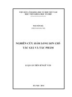Nghiên cứu hàm long sơn chí   tác giả và tác phẩm ( Luận án tiến sĩ)