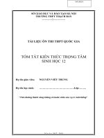 Tóm tắt kiến thức trọng tâm môn sinh 12 thi THPTQG 2019, ngắn gọn, cập nhật đầy đủ tất tần tật