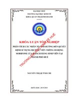 Phân tích các nhân tố ảnh hưởng đến quyết định sử dụng dịch vụ viễn thông di động mobifone của khách hàng sinh viên trên địa bàn thành phố huế 