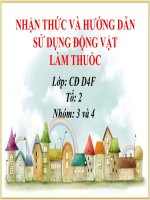 NHẬN THỨC và HƯỚNG dẫn su dung dong vat lam thuoc
