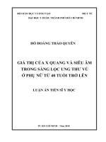 Giá trị của X quang và siêu âm trong sàng lọc ung thư vú ở phụ nữ từ 40 tuổi trở lên (FULL TEXT)