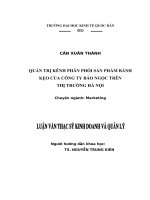 Quản trị kênh phân phối sản phẩm bánh kẹo của công ty Bảo Ngọc trên thị trường Hà Nội