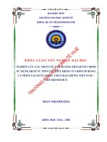 Nghiên cứu các nhân tố ảnh hưởng đến quyết định sử dụng dịch vụ tiền gửi tiết kiệm của khách hàng cá nhân tại ngân hàng TMCP đại chúng việt nam  chi nhánh huế 