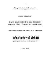 Đánh giá hoạt động xúc tiến hỗn hợp của Tổng công ty du lịch Hà Nội