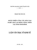 Hoàn thiện công tác đào tạo nghề cho lao động nông thôn tỉnh Ninh Bình