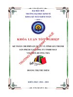 Kế toán chi phí sản xuất và tính giá thành sản phầm tại công ty TNHH may vinatex hương trà 